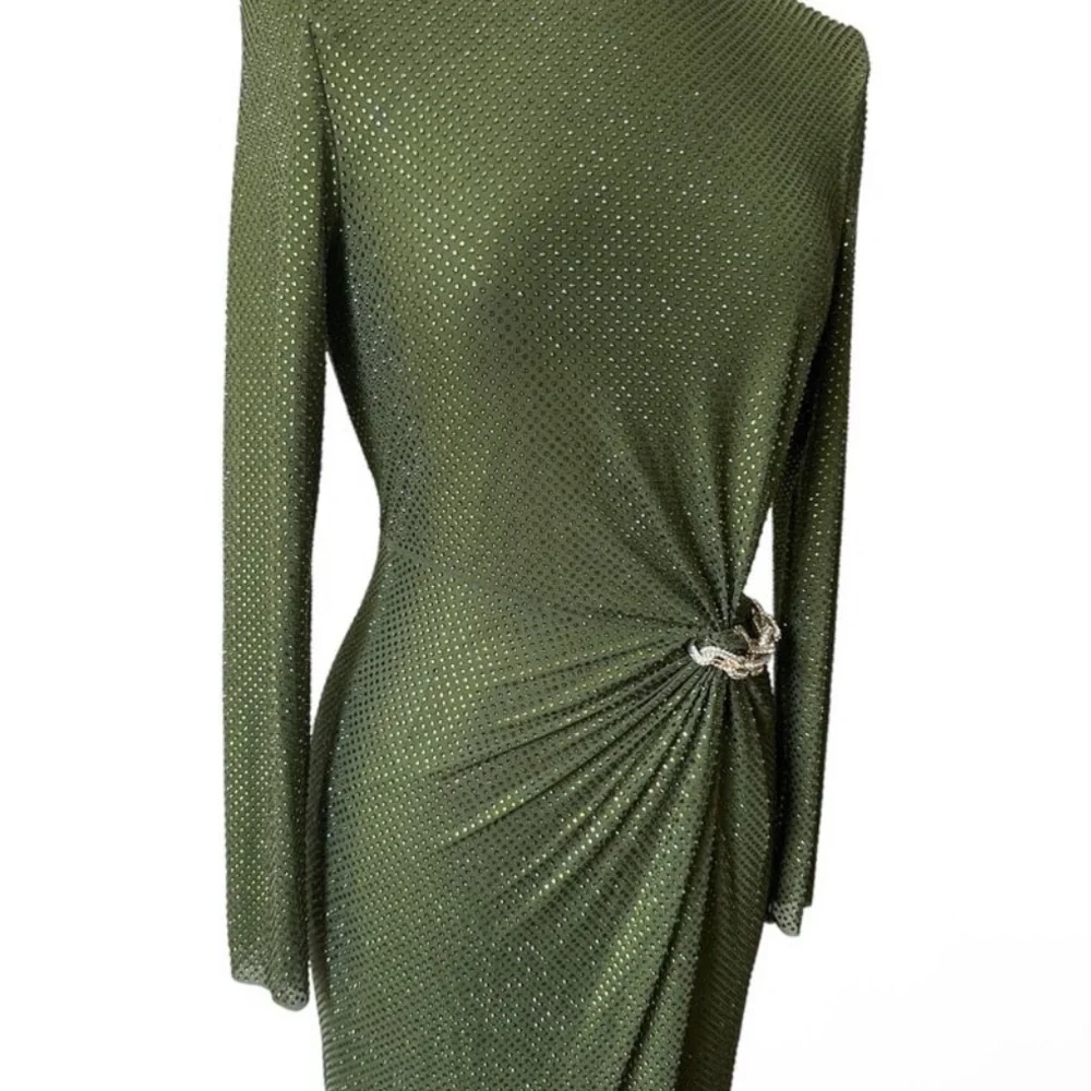 Self-Portrait Sparkling Green Long Sleeve Dress - Picture 11 of 13